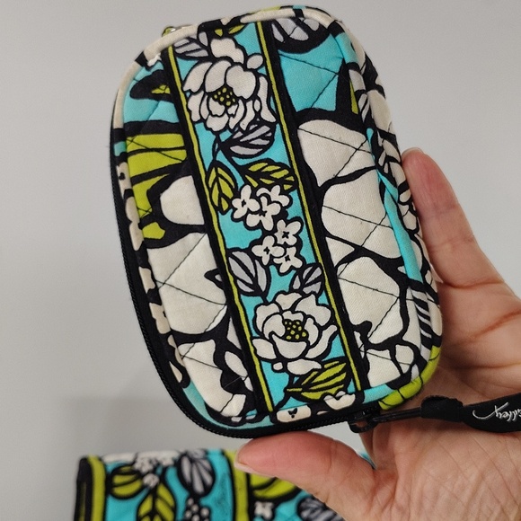Vera Bradley Island Bloom Tote Small Pouch Retired Print Turquoise Green Set - Picture 8 of 11